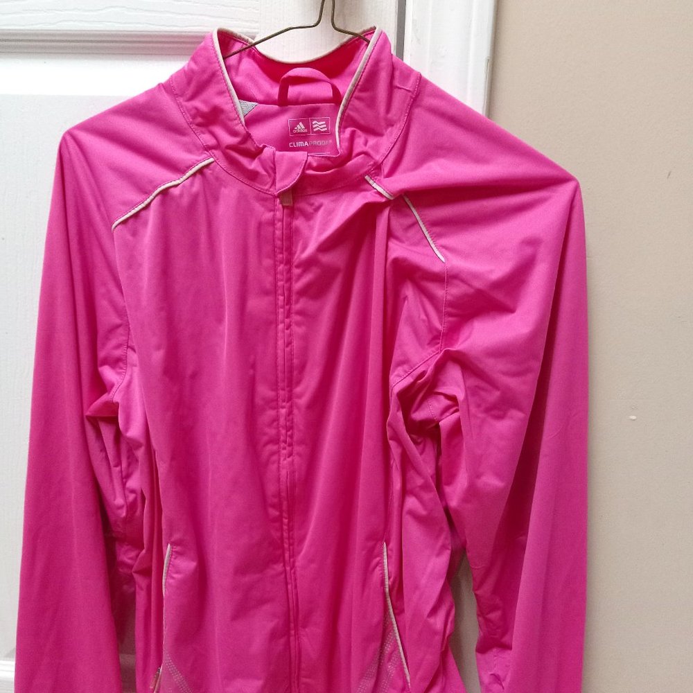 Adidas Climaproof golf zip up jacket coat ladies M fuschia pink